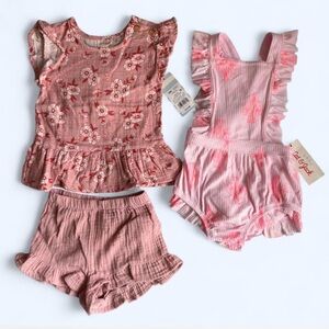 Pink Floral Baby Outfit Set